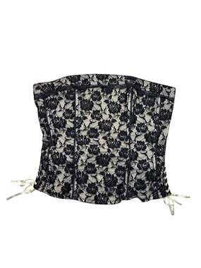 Vintage Tripp NYC Black Floral Lace Corset Bustier Top Size 2X
